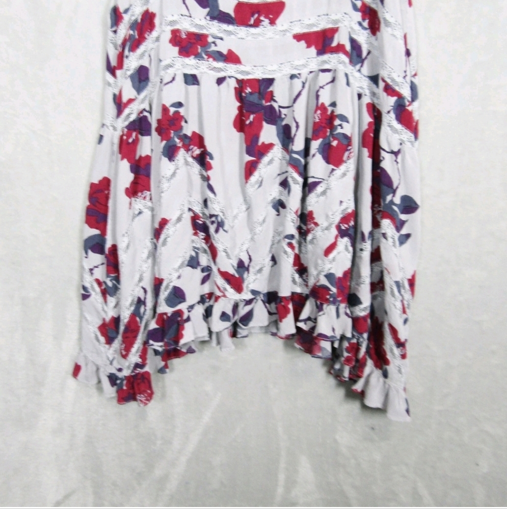 Intimately Free People Floral Voile Lace Trapeze Slip Dress Gray/Burgundy Sz MED - Picture 6 of 13